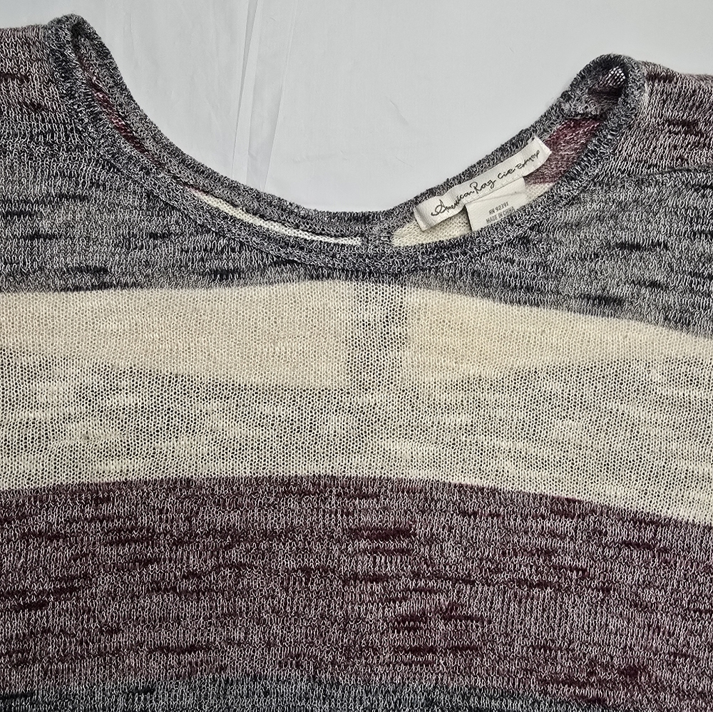 American Rag Colorblock Stripe Hi-Low Hem Dolman Sleeve Button Back Lightweight - Picture 5 of 12